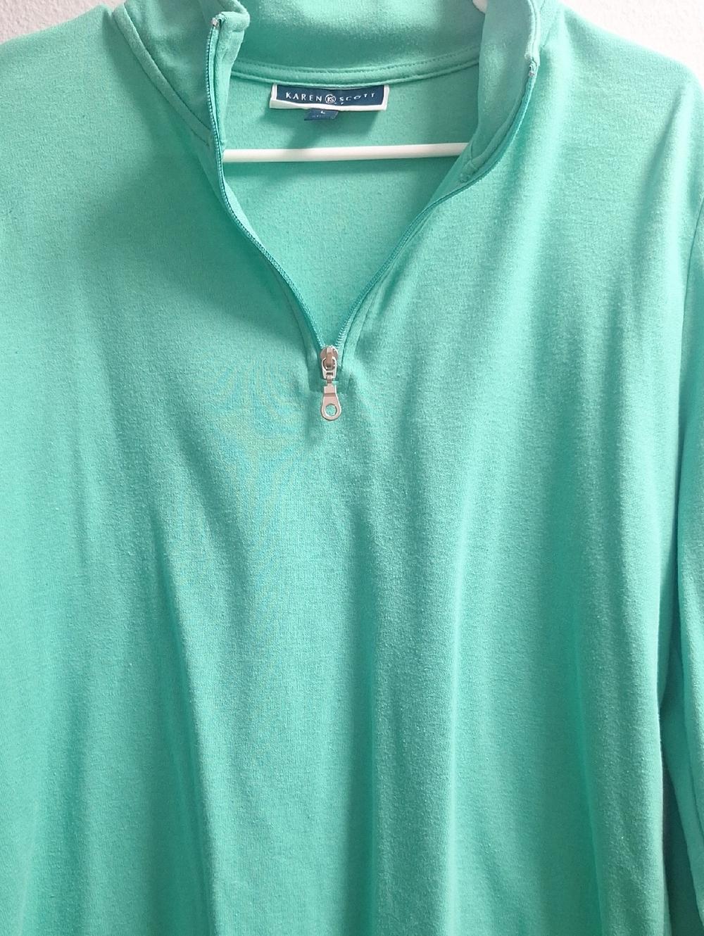 Karen Scott Seafoam Quarter-Zip Pullover